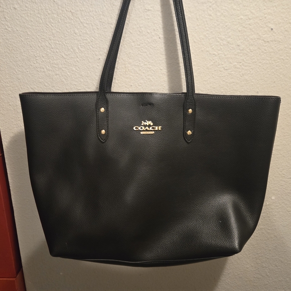 Coach Black Leather Tote Bag - Picture 1 of 5